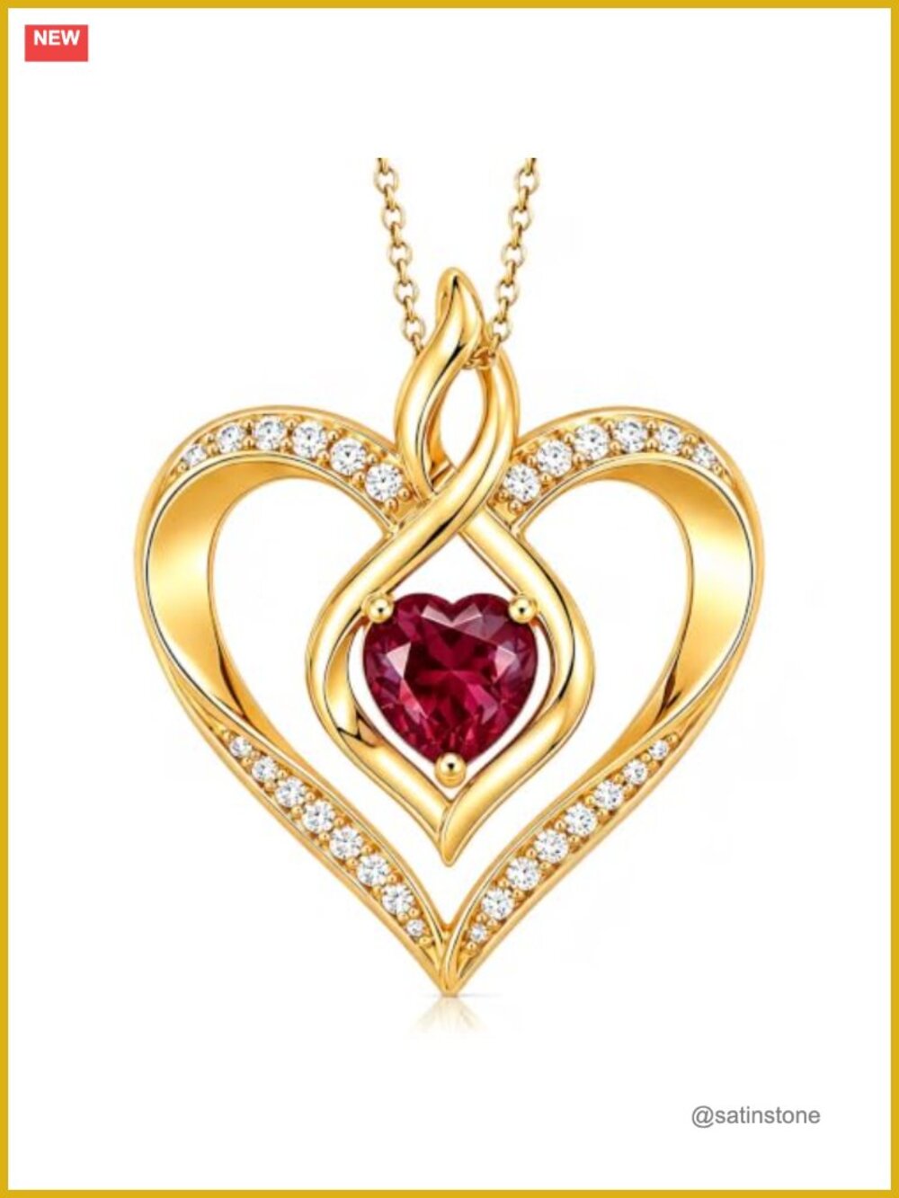 18K Gold Heart Necklace Infinity Birthstone Pendant Jewelry Gift for Her